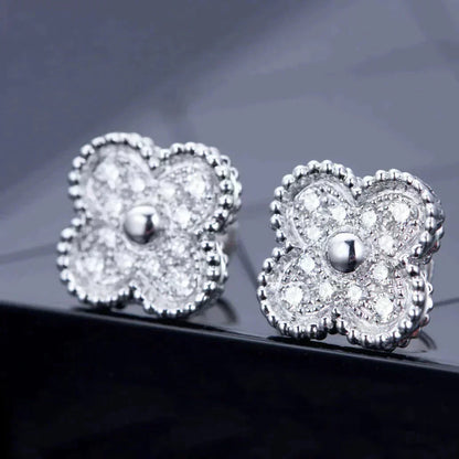 [Stars Jewelry]CLOVER 1 MOTIFS DIAMOND STUD EARRINGS SILVER