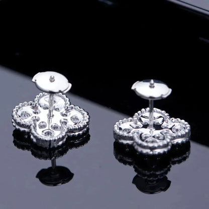 [Stars Jewelry]CLOVER 1 MOTIFS DIAMOND STUD EARRINGS SILVER