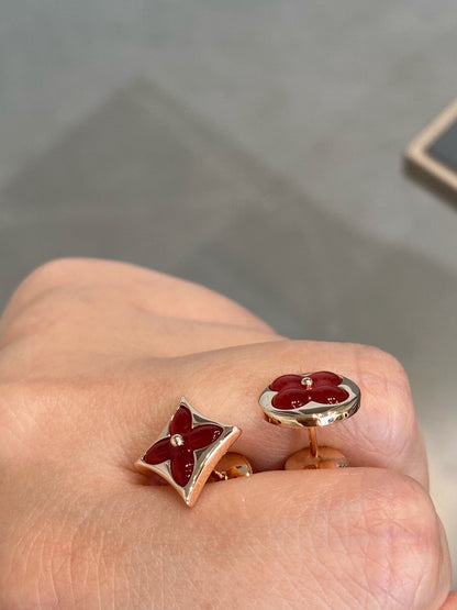[Stars Jewelry]STAR AND SUN PINK GOLD CARNELIAN STUD EARRINGS
