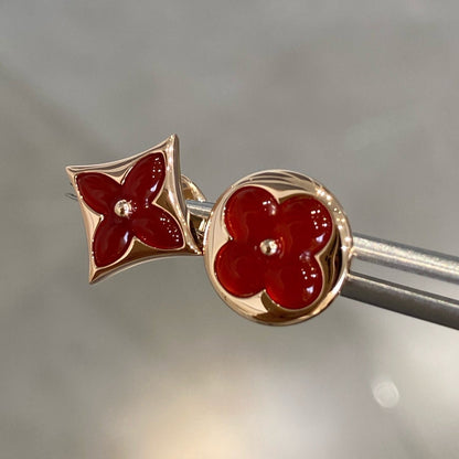 [Stars Jewelry]STAR AND SUN PINK GOLD CARNELIAN STUD EARRINGS