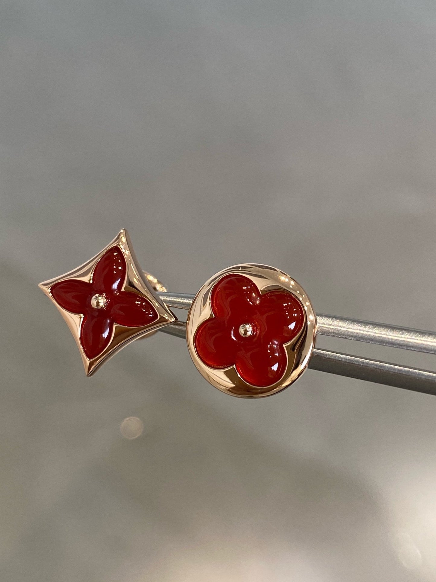 [Stars Jewelry]STAR AND SUN PINK GOLD CARNELIAN STUD EARRINGS