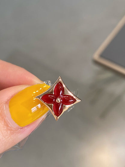 [Stars Jewelry]STAR AND SUN PINK GOLD CARNELIAN STUD EARRINGS