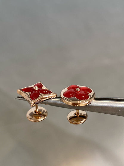 [Stars Jewelry]STAR AND SUN PINK GOLD CARNELIAN STUD EARRINGS