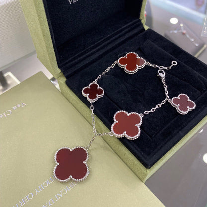 [Stars Jewelry]CLOVER 5 MOTIFS SIVLER CARNELIAN BRACELET