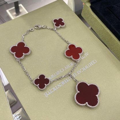 [Stars Jewelry]CLOVER 5 MOTIFS SIVLER CARNELIAN BRACELET