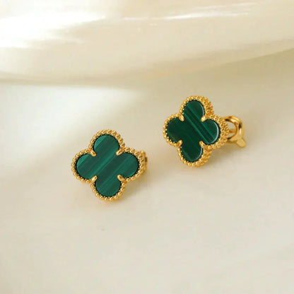 [Stars Jewelry]CLOVER MEDIUM 1 MOTIFS MALACHITE  EARRINGS