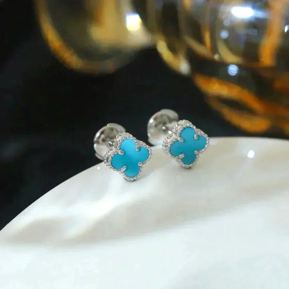 [Stars Jewelry]CLOVER MINI 9.5MM ONYX STUD EARRINGS SILVER
