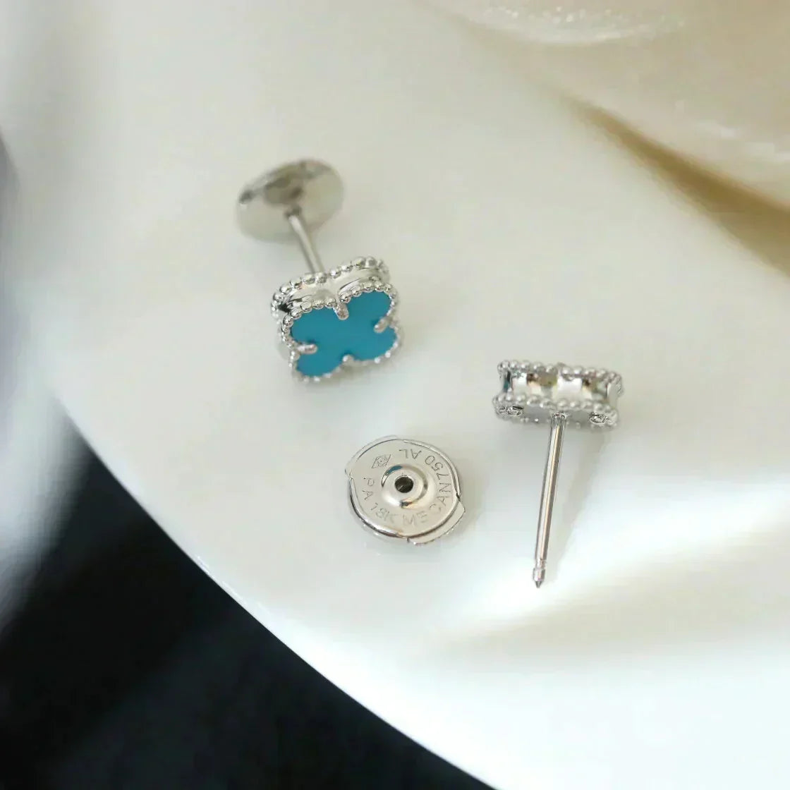 [Stars Jewelry]CLOVER MINI 9.5MM ONYX STUD EARRINGS SILVER