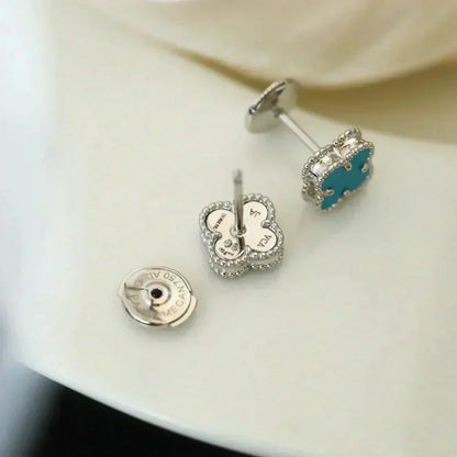 [Stars Jewelry]CLOVER MINI 9.5MM ONYX STUD EARRINGS SILVER