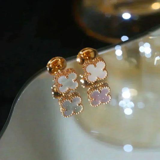 [Stars Jewelry]CLOVER MINI 9.5MM WHITE MOP EARRINGS