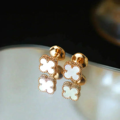 [Stars Jewelry]CLOVER MINI 9.5MM WHITE MOP EARRINGS