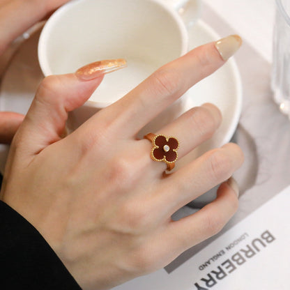 [Stars Jewelry]CLOVER CARNELIAN RING ROSE GOLD DIAMOND
