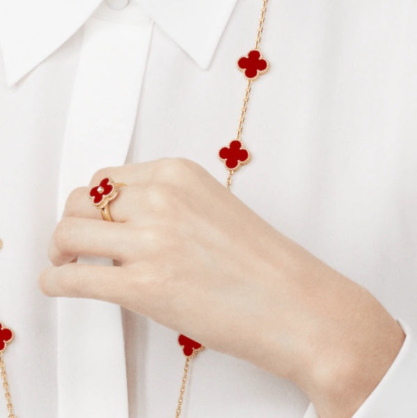 [Stars Jewelry]CLOVER CARNELIAN RING ROSE GOLD DIAMOND