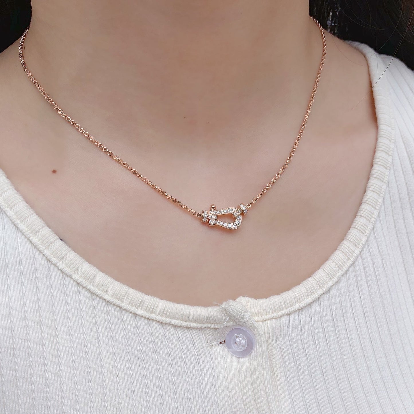 [Stars Jewelry]FORCE 10 PINK GOLD DIAMOND NECKLACE
