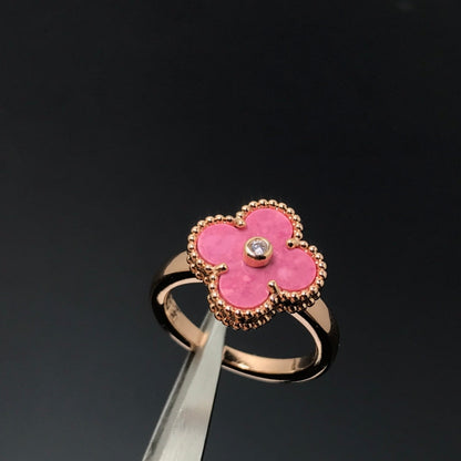 [Stars Jewelry]CLOVER RHODONITE ROSE GOLD RING