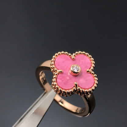[Stars Jewelry]CLOVER RHODONITE ROSE GOLD RING