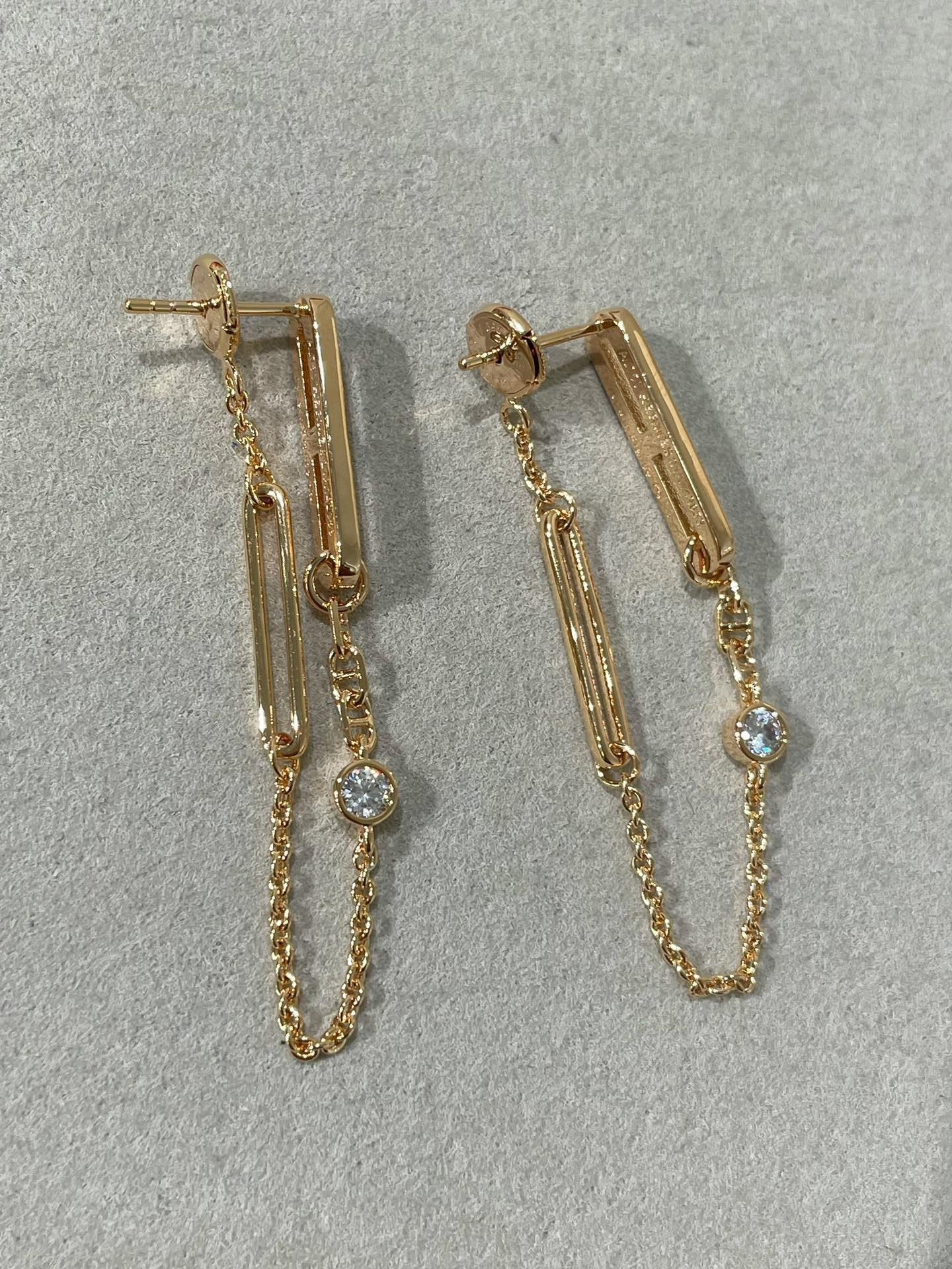 [Stars Jewelry]CHAINE CHAOS DIAMOND DROP EARRINGS