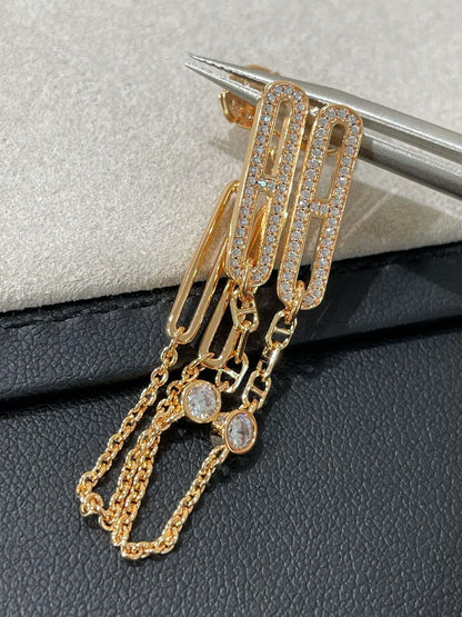 [Stars Jewelry]CHAINE CHAOS DIAMOND DROP EARRINGS