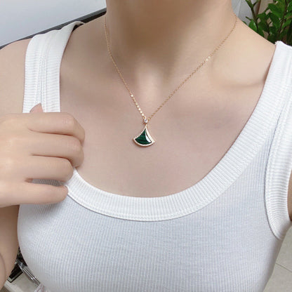 [Stars Jewelry]DREAM MALACHITE DIAMOND PAVED PINK GOLD NECKLACE