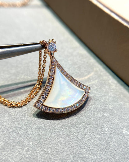 [Stars Jewelry]DREAM MOP DIAMOND PAVED PINK GOLD NECKLACE