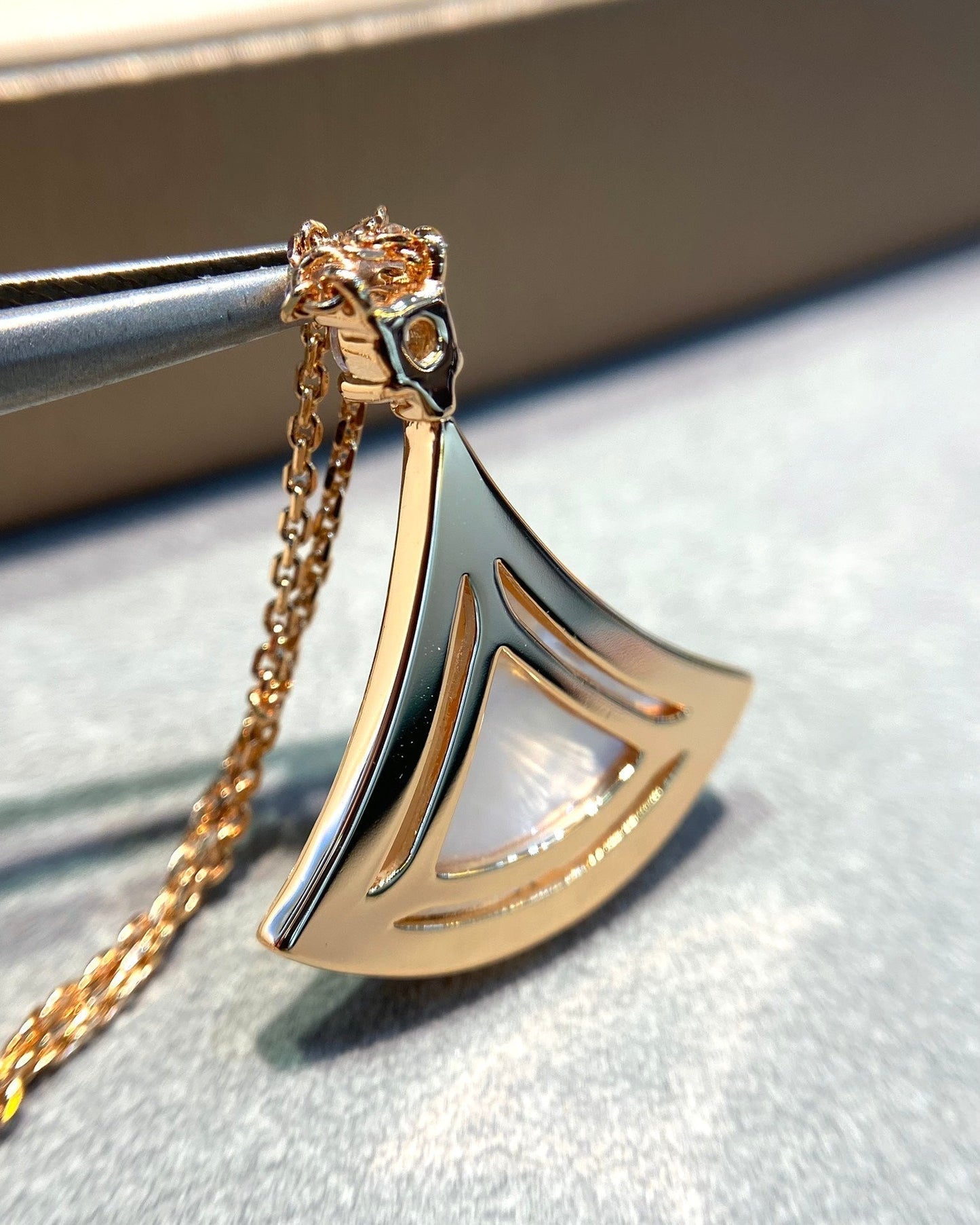 [Stars Jewelry]DREAM MOP DIAMOND PAVED PINK GOLD NECKLACE
