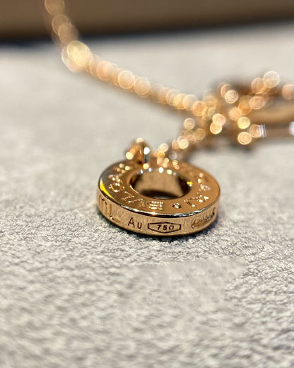 [Stars Jewelry]DREAM MOP DIAMOND PAVED PINK GOLD NECKLACE