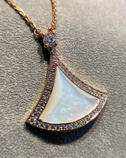 [Stars Jewelry]DREAM MOP DIAMOND PAVED PINK GOLD NECKLACE
