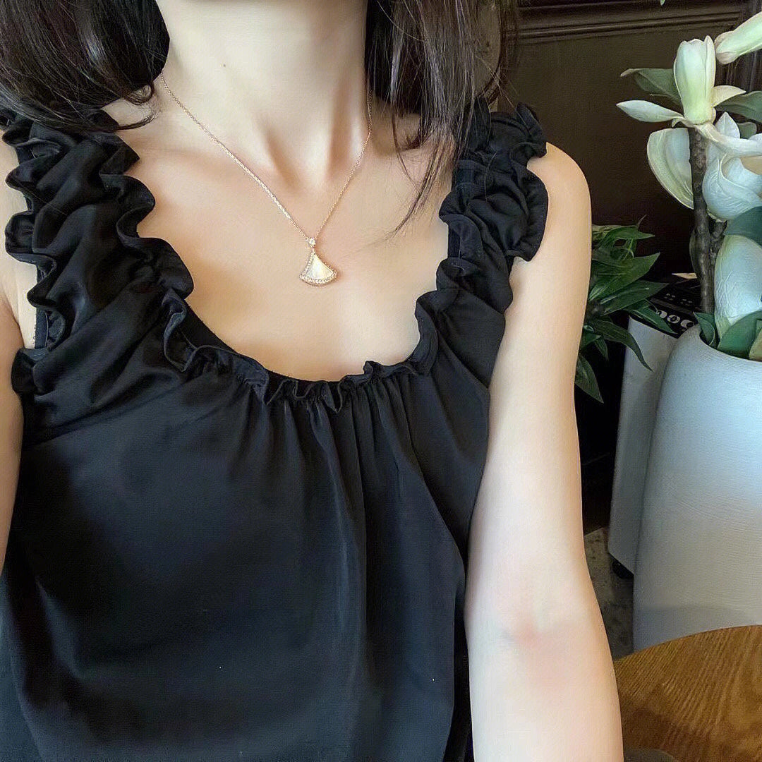 [Stars Jewelry]DREAM MOP DIAMOND PAVED PINK GOLD NECKLACE