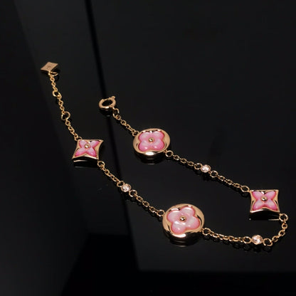 [Stars Jewelry]STAR AND SUN 4 MOTIF PINK MOP PINK GOLD BRACELET
