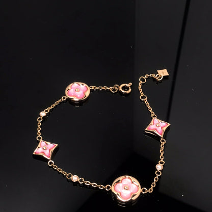 [Stars Jewelry]STAR AND SUN 4 MOTIF PINK MOP PINK GOLD BRACELET