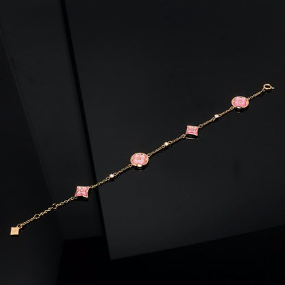 [Stars Jewelry]STAR AND SUN 4 MOTIF PINK MOP PINK GOLD BRACELET