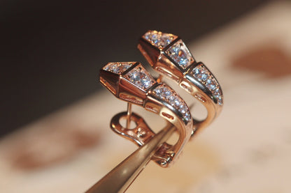 [Stars Jewelry]SERPENT PINK GOLD DIAMOND EARRINGS