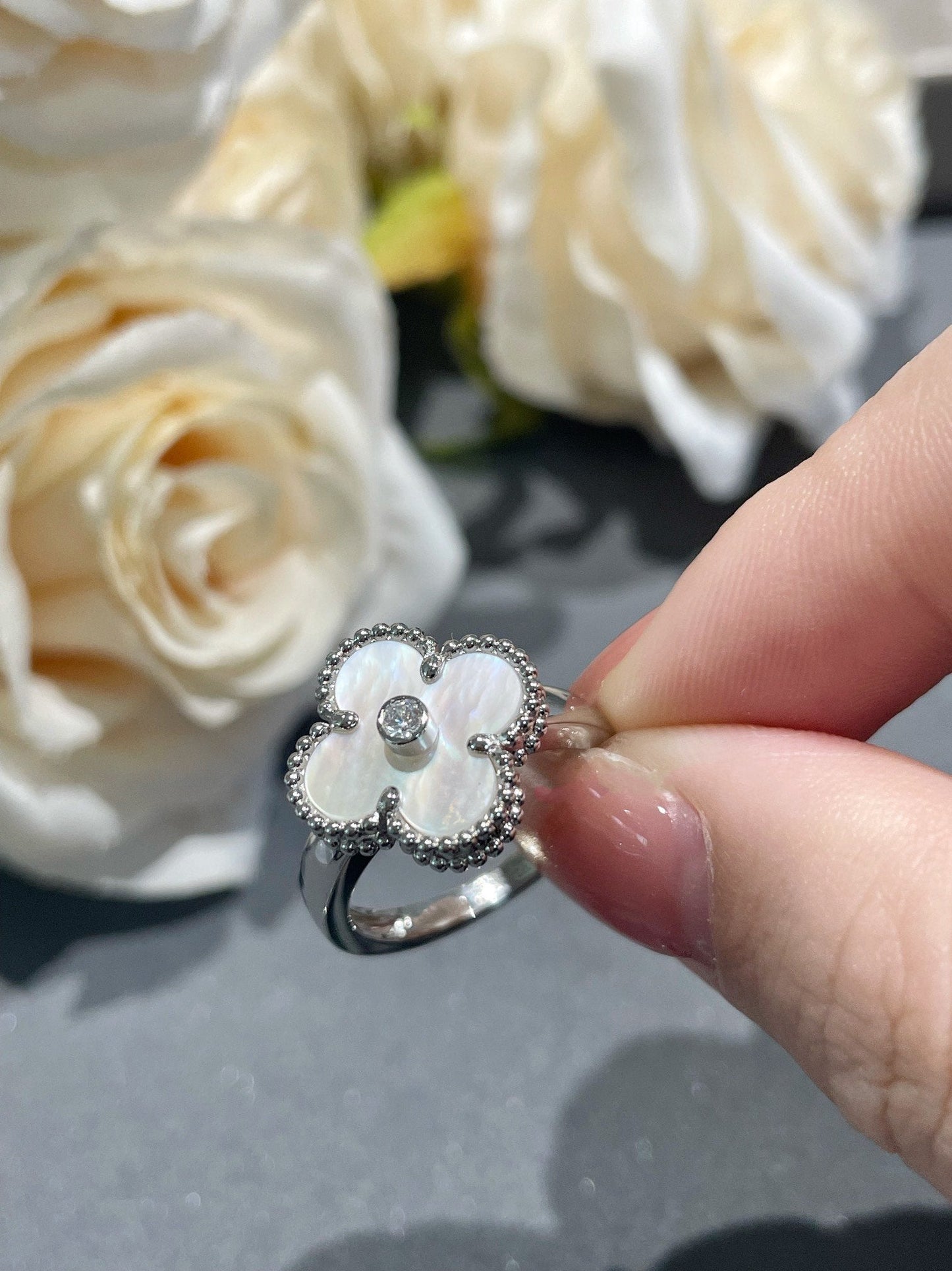 [Stars Jewelry]CLOVER SILVER MOP DIAMOND RING