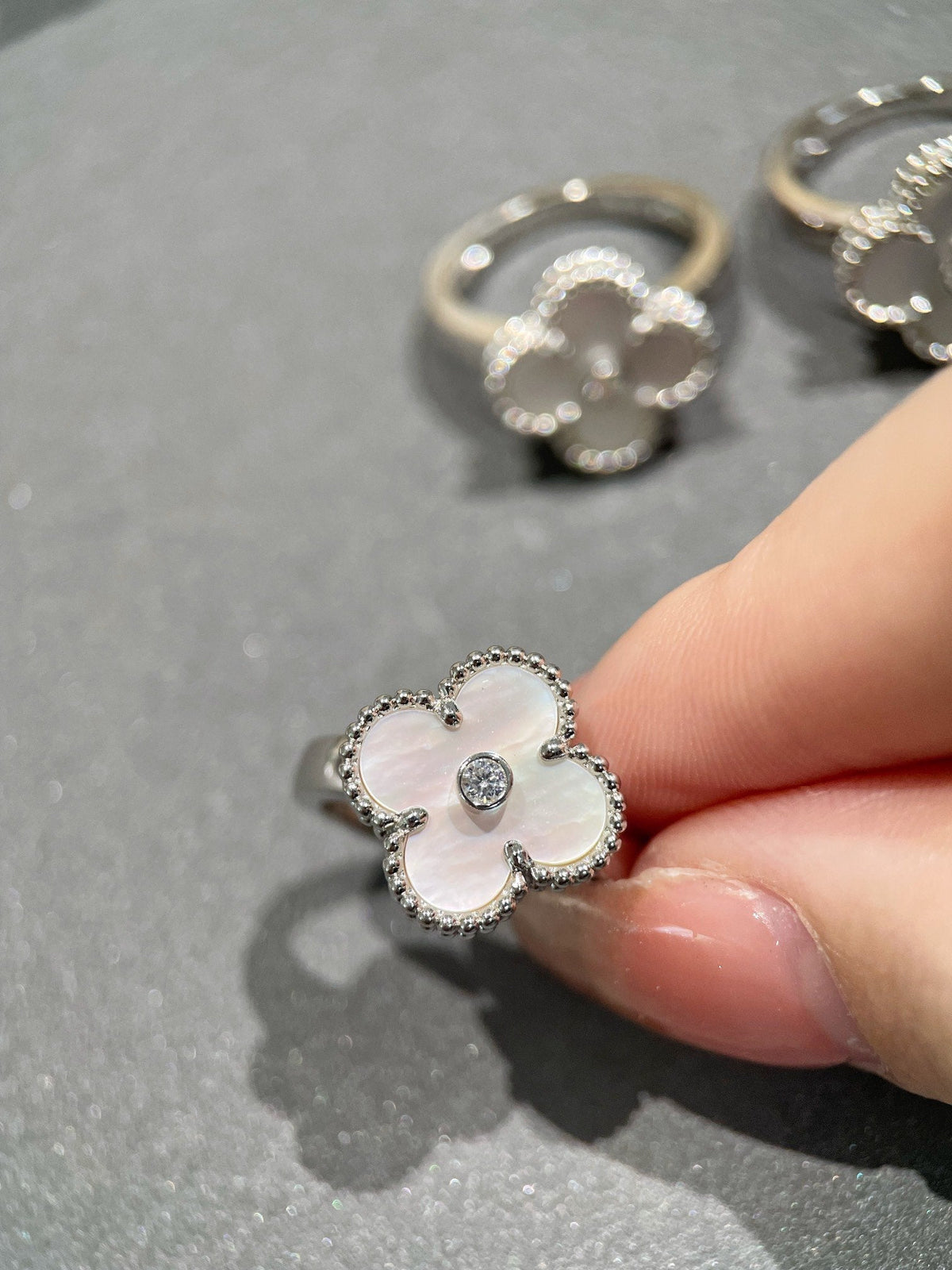 [Stars Jewelry]CLOVER SILVER MOP DIAMOND RING