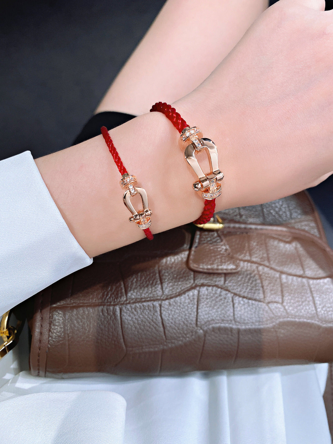 [Stars Jewelry]FORCE 10 HALF DIAMOND PINK GOLD RED CORDERI LARGE AND MEDIUM MODEL
