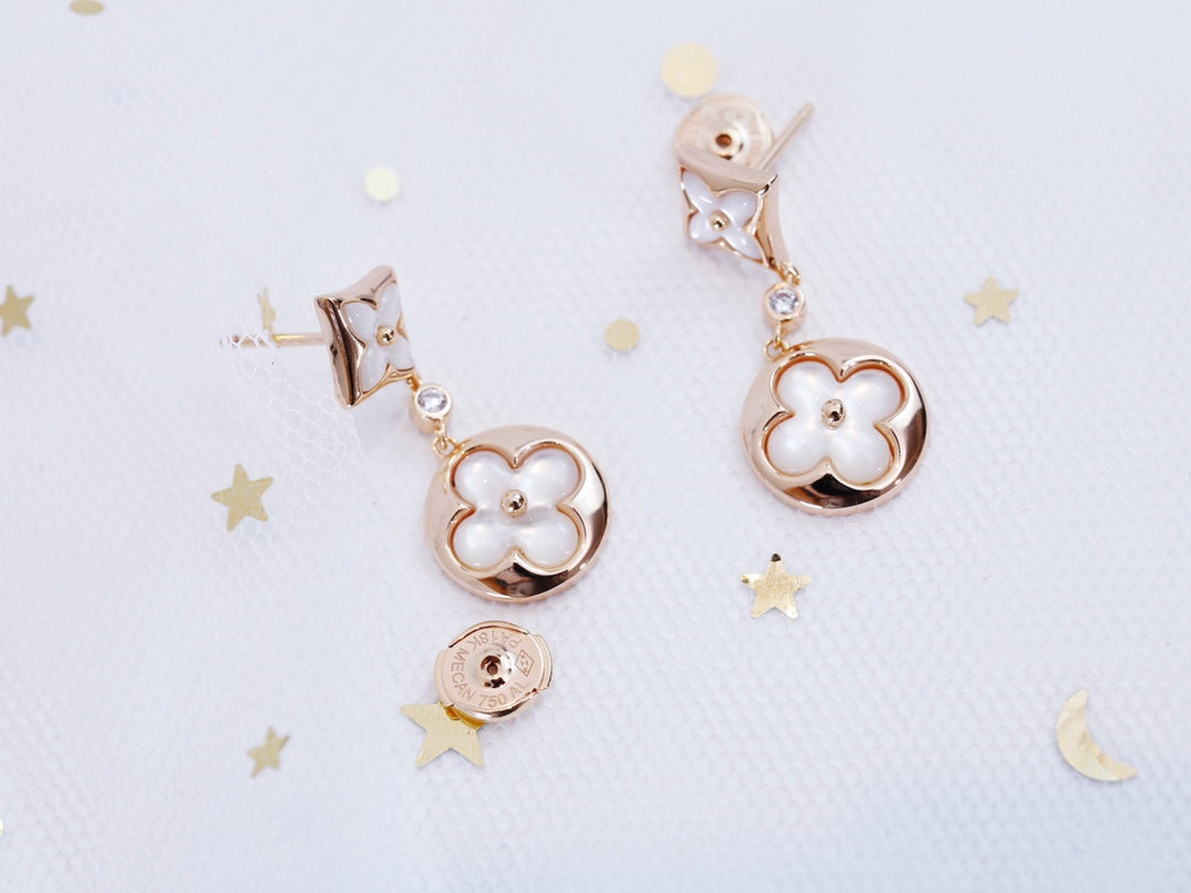 [Stars Jewelry]STAR AND SUN PINK GOLD MOP DROP EARRINGS