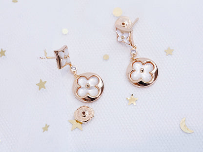[Stars Jewelry]STAR AND SUN PINK GOLD MOP DROP EARRINGS