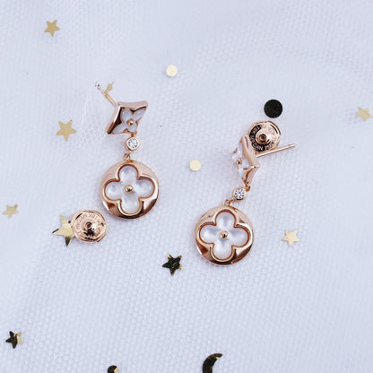 [Stars Jewelry]STAR AND SUN PINK GOLD MOP DROP EARRINGS