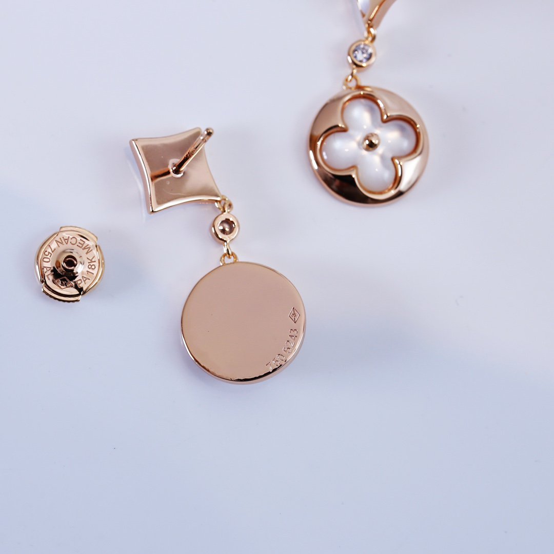[Stars Jewelry]STAR AND SUN PINK GOLD MOP DROP EARRINGS