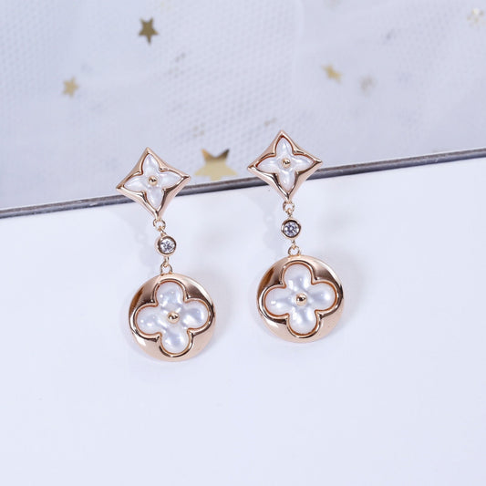 [Stars Jewelry]STAR AND SUN PINK GOLD MOP DROP EARRINGS