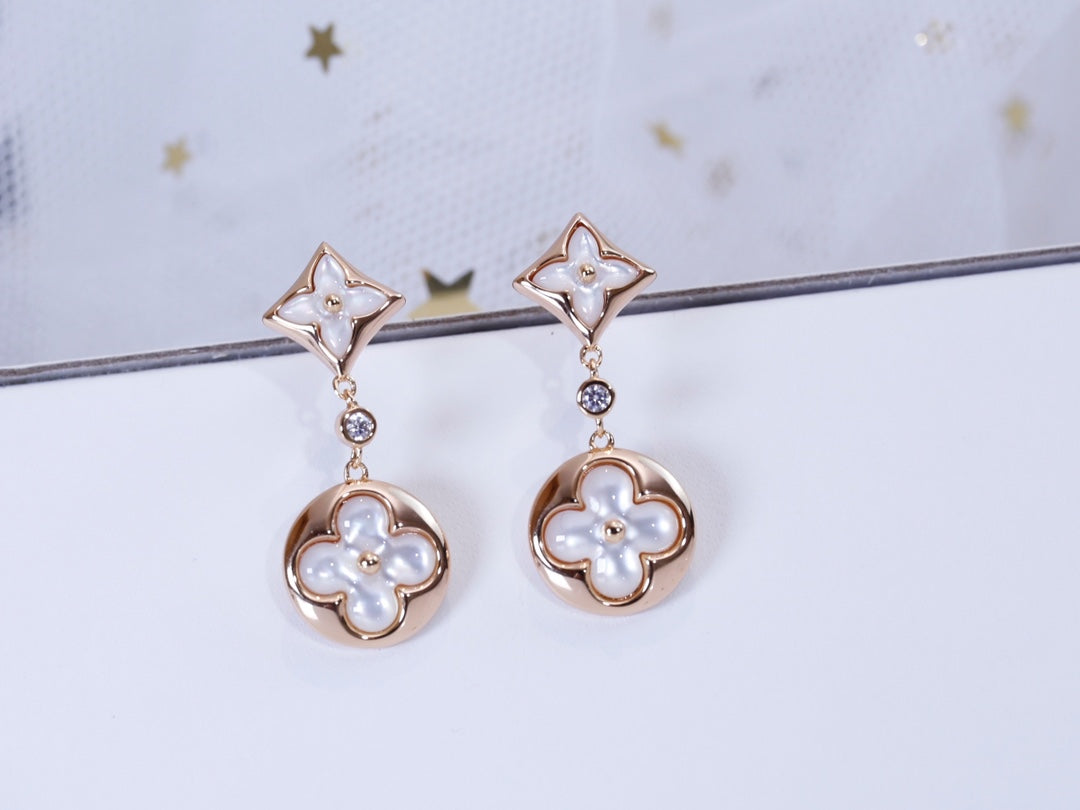[Stars Jewelry]STAR AND SUN PINK GOLD MOP DROP EARRINGS