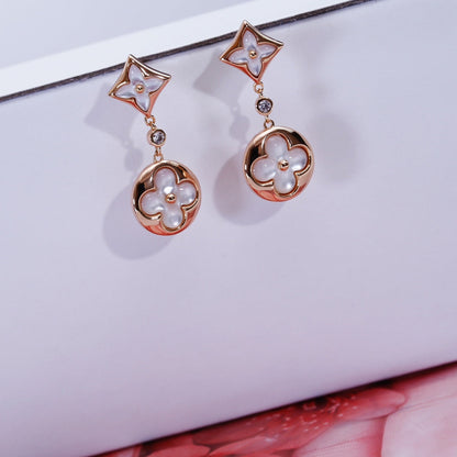 [Stars Jewelry]STAR AND SUN PINK GOLD MOP DROP EARRINGS