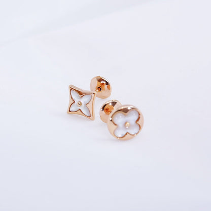 [Stars Jewelry]STAR AND SUN PINK GOLD MOP STUD EARRINGS