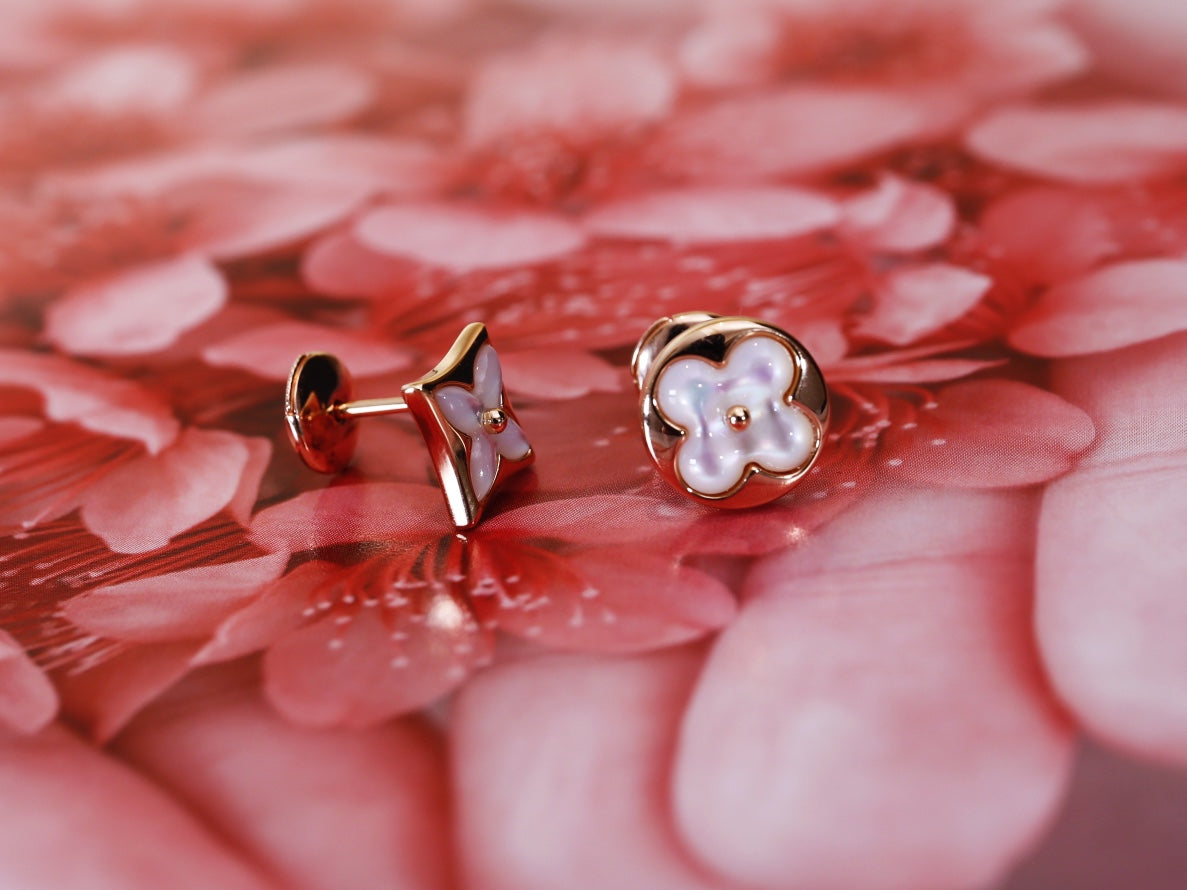 [Stars Jewelry]STAR AND SUN PINK GOLD MOP STUD EARRINGS