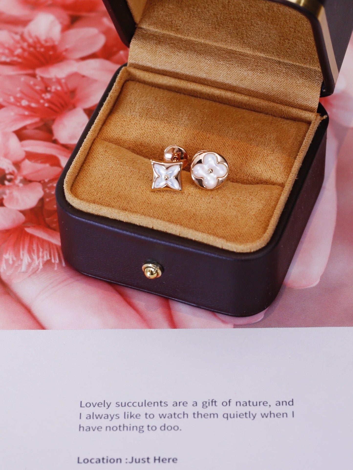 [Stars Jewelry]STAR AND SUN PINK GOLD MOP STUD EARRINGS