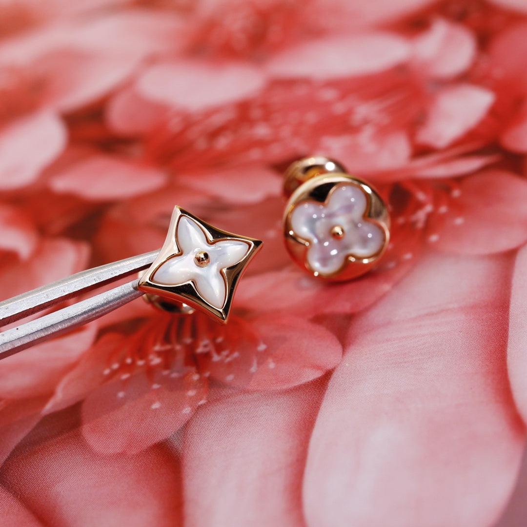 [Stars Jewelry]STAR AND SUN PINK GOLD MOP STUD EARRINGS