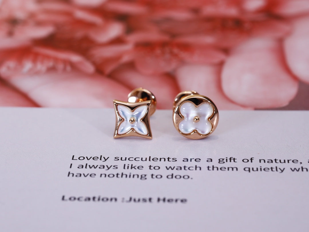 [Stars Jewelry]STAR AND SUN PINK GOLD MOP STUD EARRINGS