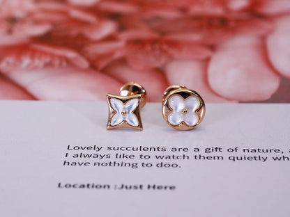 [Stars Jewelry]STAR AND SUN PINK GOLD MOP STUD EARRINGS