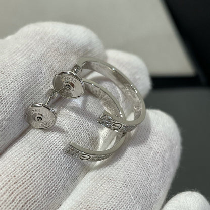 [Stars Jewelry]LOVE DIAMOND SILVER HOOP EARRINGS