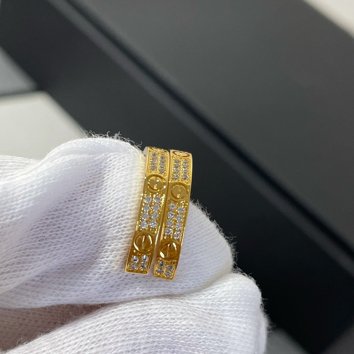 [Stars Jewelry]LOVE DIAMOND GOLD HOOP EARRINGS